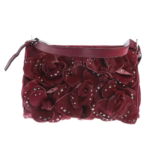 Schultertasche, in Bordeaux, Fell, Valentino