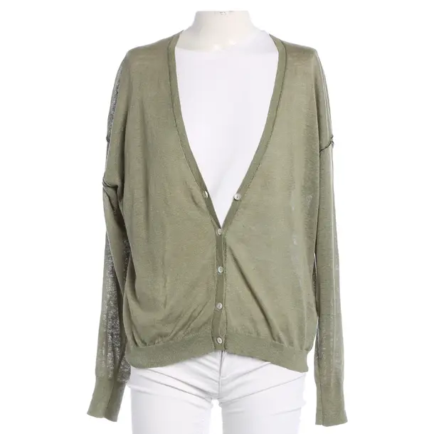 Cardigan, in Olive Green, Linen, Mos Mosh
