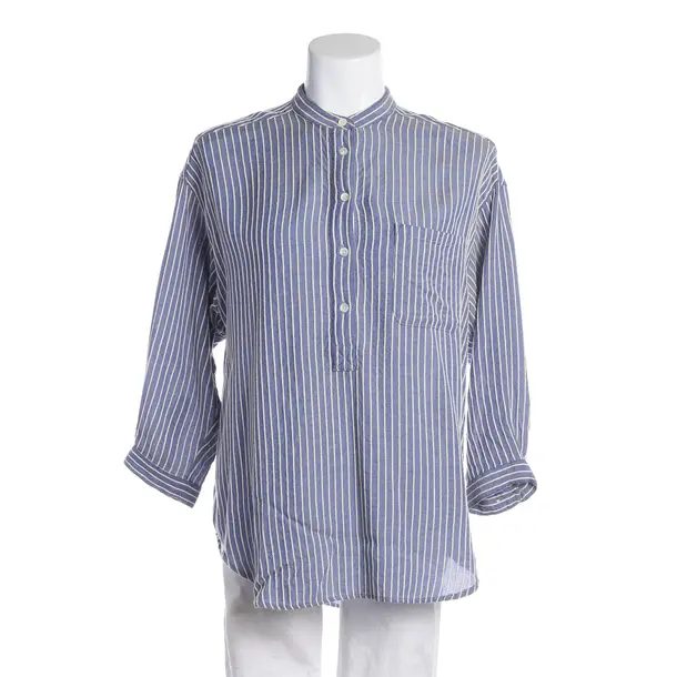 Blouse, in Blue, Cotton, Closed