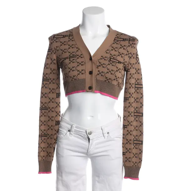 Strickjacke, in Braun, Baumwolle, Off-White