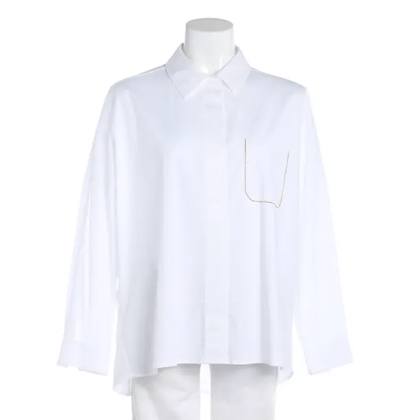 Blouse, in White, Cotton, Peserico
