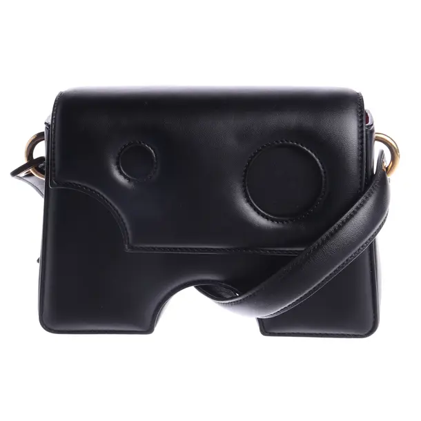 Shoulder Bag, in Black, Leather, Off-White