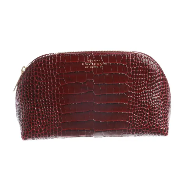 Kosmetiktasche, in Bordeaux, Leder, Smythson