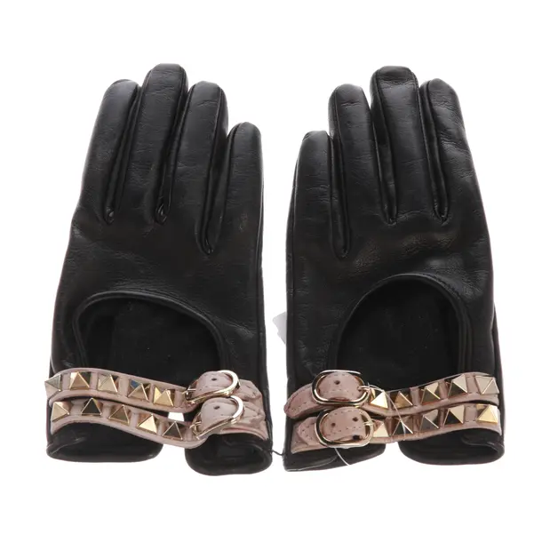 Leather Gloves, in Black, Leather, Valentino