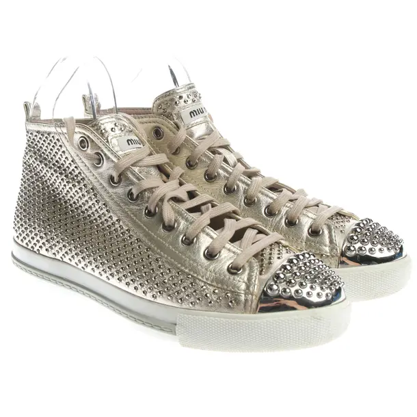 High-Top Sneakers in Metallic, , Miu Miu