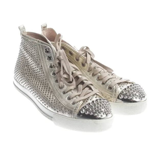 High-Top Sneaker, in Gold, Miu Miu