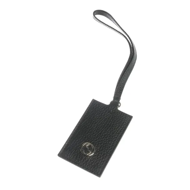 Luggage Tag in Black, Leather, Gucci