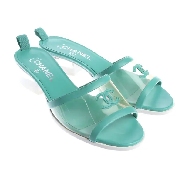 Sandalen in Grün, , Chanel