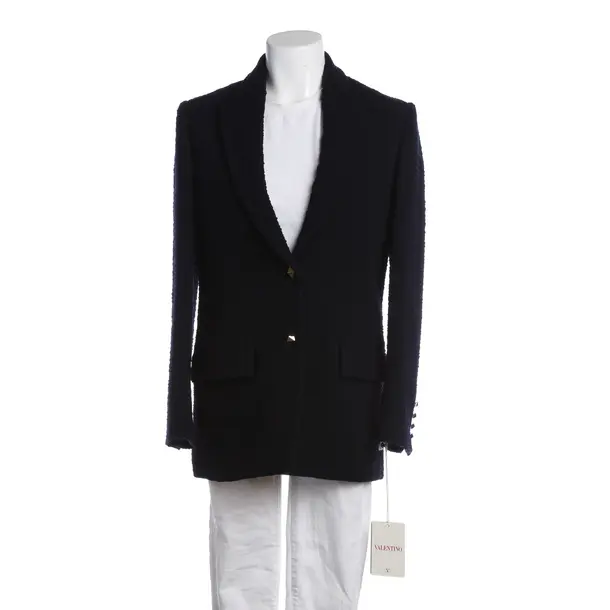 Mid-Season Coat, in Navy, Wool, Valentino