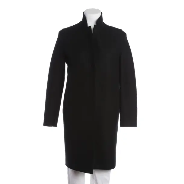 Mid-Season Coat, in Black, Wool, Harris Wharf London