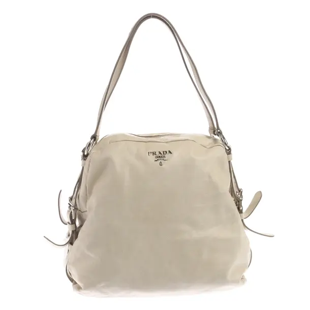 Shoulder Bag, in Beige, Leather, Prada
