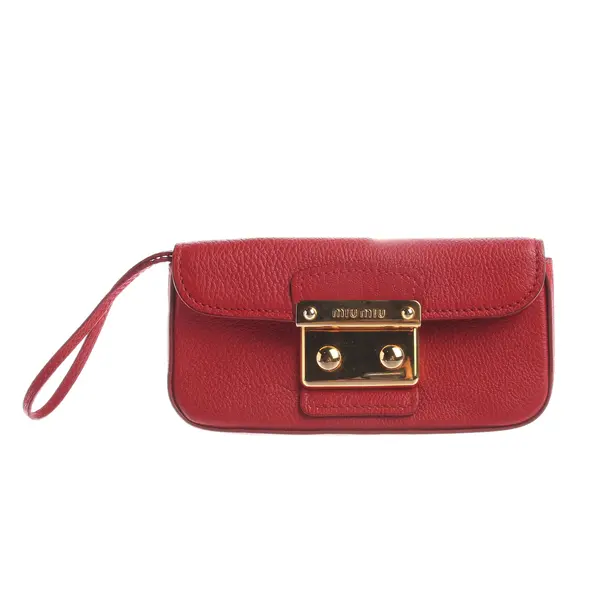 Clutch Bag, in Red, Leather, Miu Miu