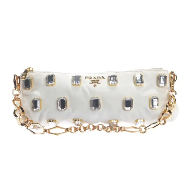 Schultertasche, in Weiß, Polyamid, Prada