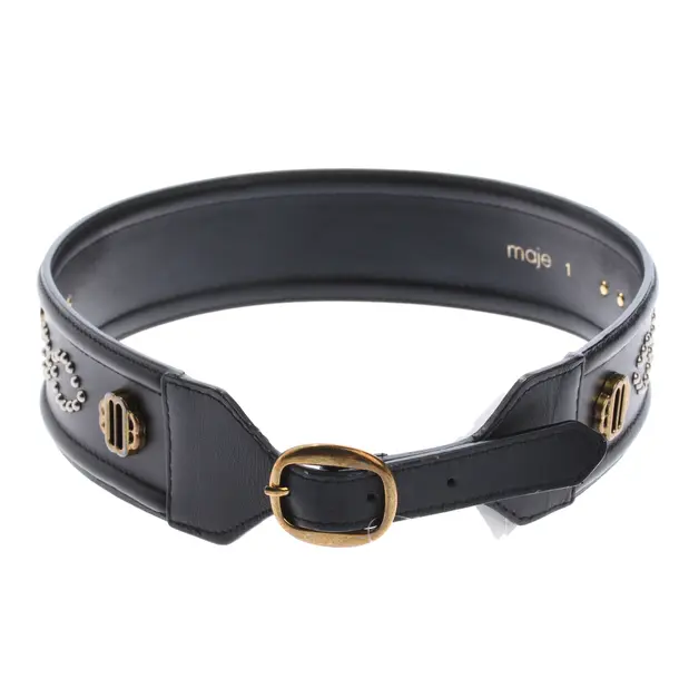 Belt, in Black, Leather, Maje