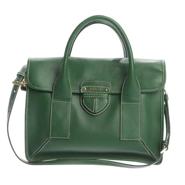 Handbag, in Green, Leather, Prada