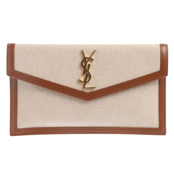 Clutch Bag, in Brown, Polyester, Saint Laurent