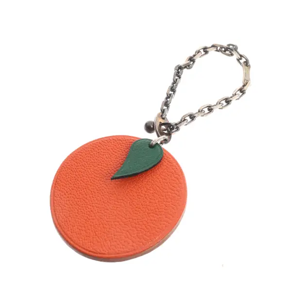 Schlüsselanhänger, in Dunkelorange, Leder, Hermès