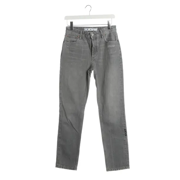 Straight Fit Jeans, in Light Gray, Cotton, Off-White