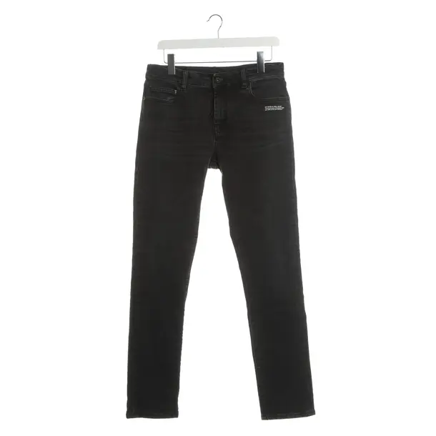 Straight Fit Jeans, in Gray, Cotton, Off-White