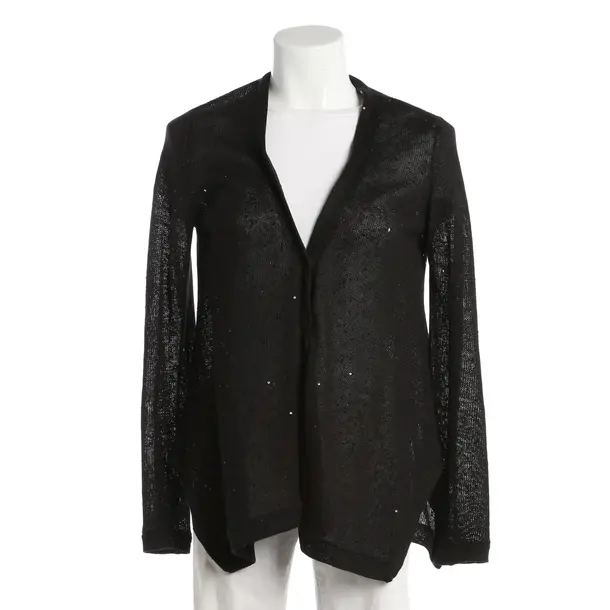 Cardigan, in Nero, Lino, Brunello Cucinelli