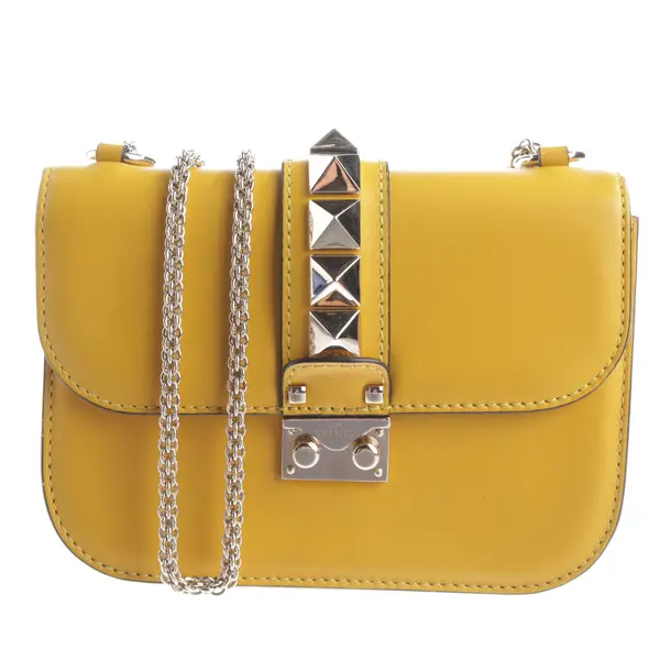 Shoulder Bag, in Mustard Yellow, Leather, Valentino