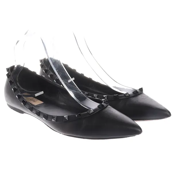 Valentino Rockstud Ballerinas EUR 39 Schwarz - Schwarz - Damen - Pre-Loved Designer Fashion - Valentino Second Hand Designer Shop