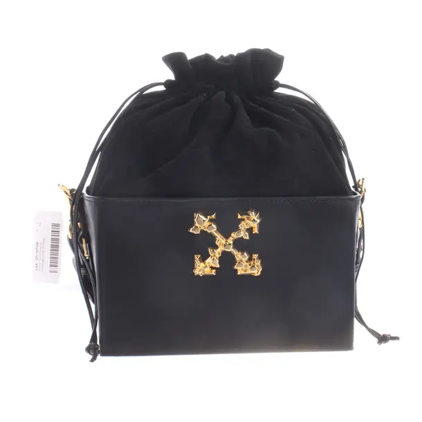 Schultertasche, in Schwarz, Leder, Off-White