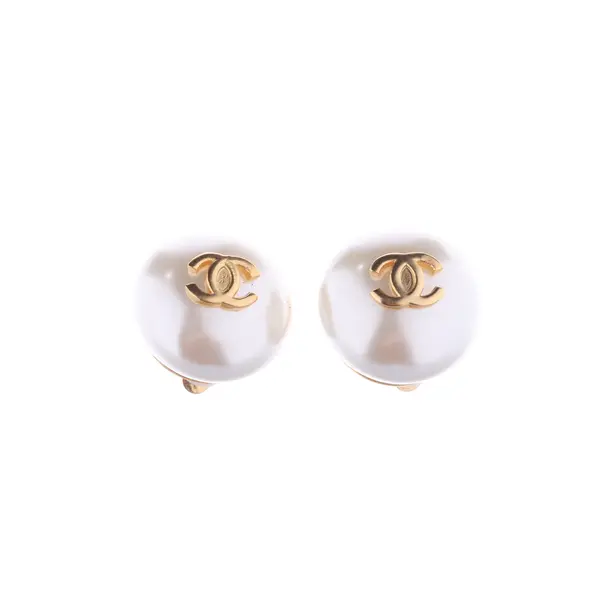 Earrings, in White, Metal (metallic, metallized), Chanel