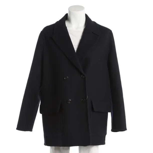 Summer Coat, in Navy, Wool, Closed