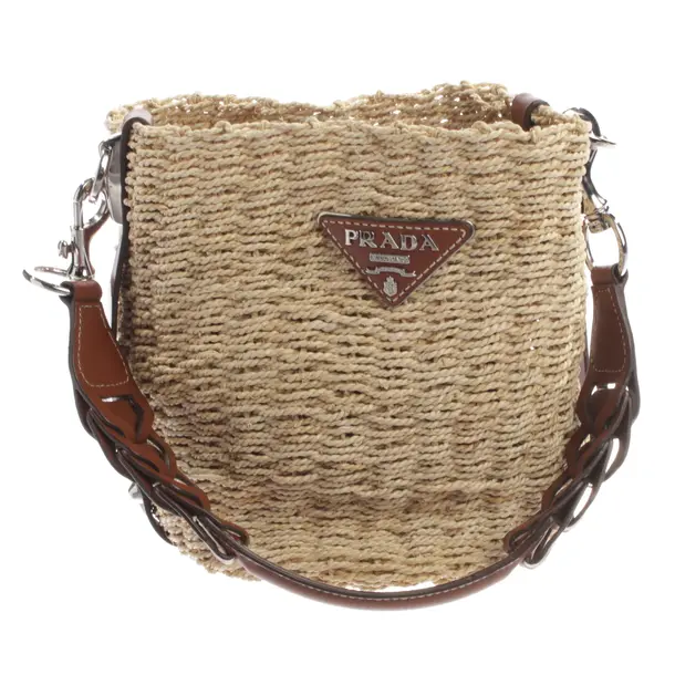 Handtasche, in Beige, Stroh, Prada