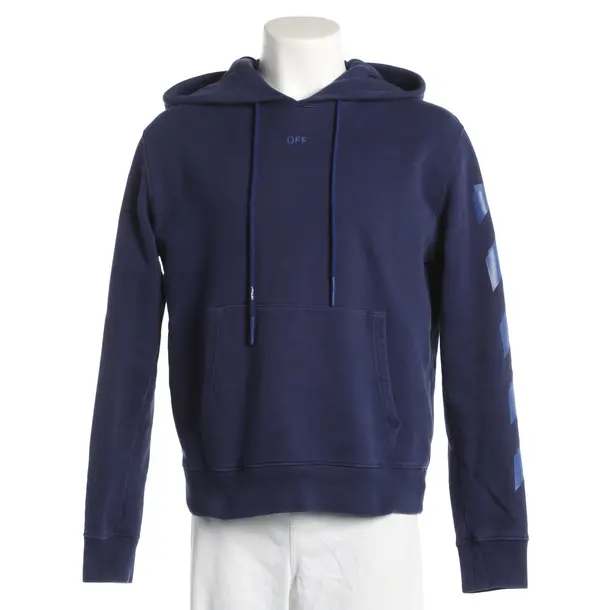 Hoodie, in Navy, Cotton, Off-White