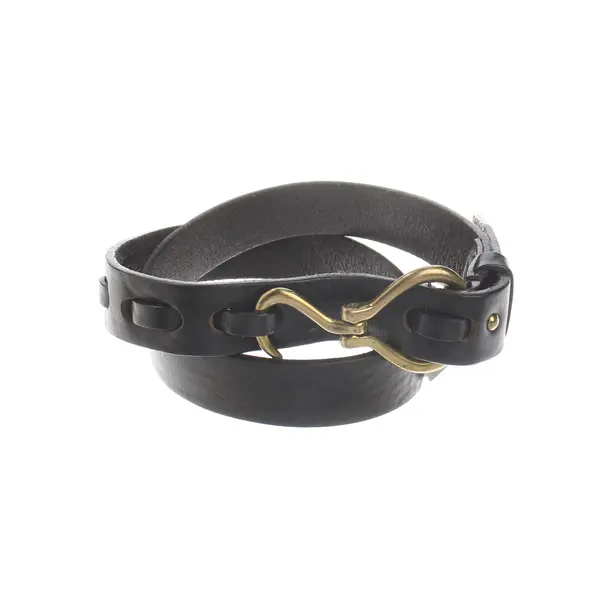 Belt, in Black, Leather, Closed