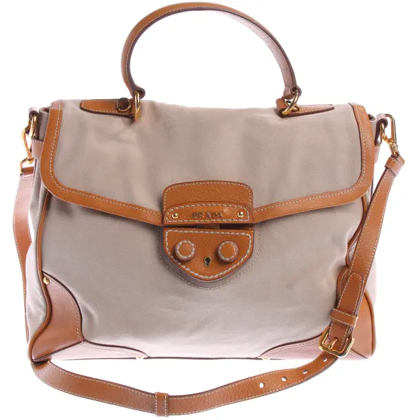 Handtasche in Weiß, Baumwolle, Prada