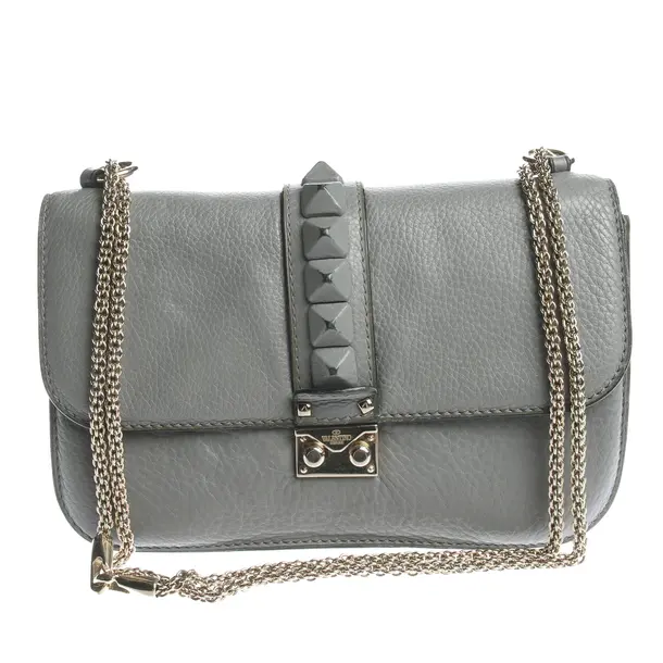 Shoulder Bag in Gray, Leather, Valentino