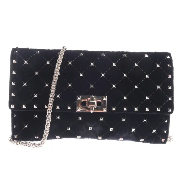 Shoulder Bag in Black, Velvet, Valentino