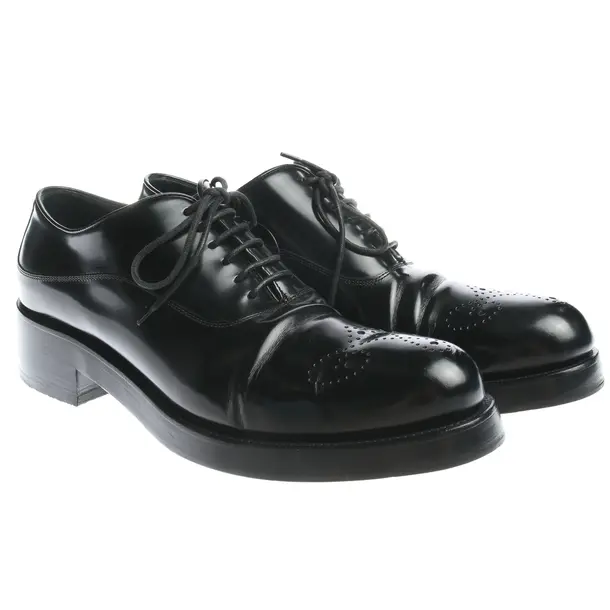 Lace up Shoes in Black, , Prada