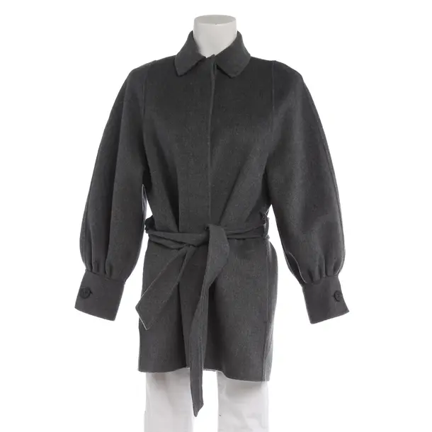 Mid-Season Coat in Gray, Wool, Maje