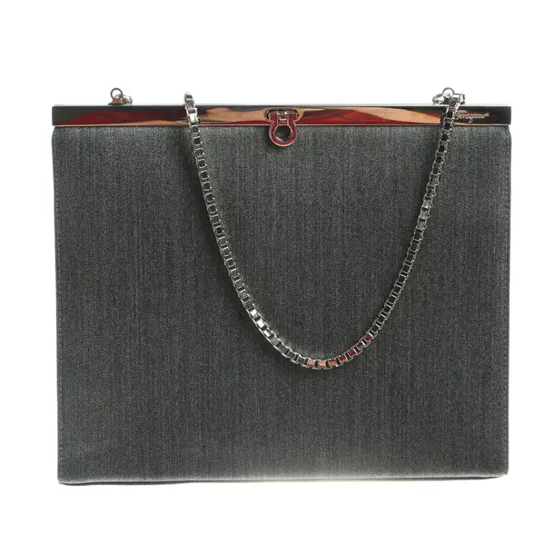 Schultertasche in Grau, Baumwolle, Salvatore Ferragamo