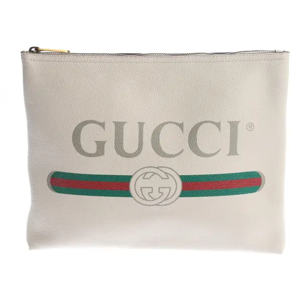 Cosmetic Bag in White, Leather, Gucci