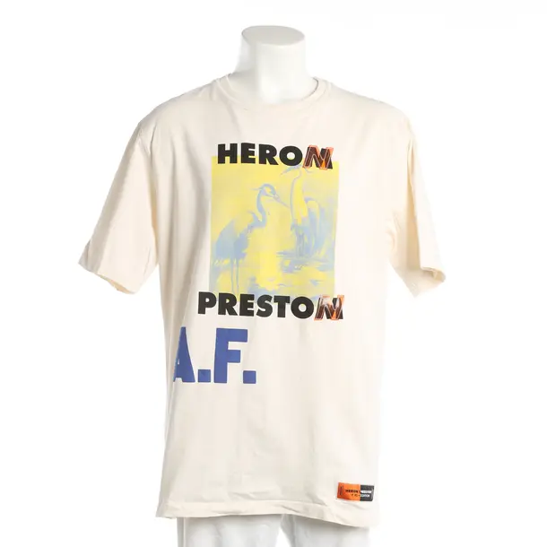 T-Shirt, in Cream, Baumwolle, Heron Preston