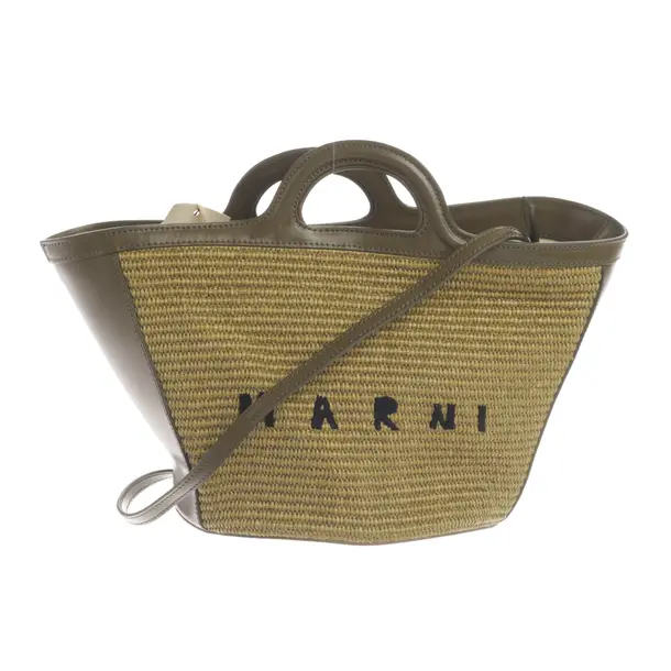 Handtasche, in Dunkelgrün, Leder, Marni