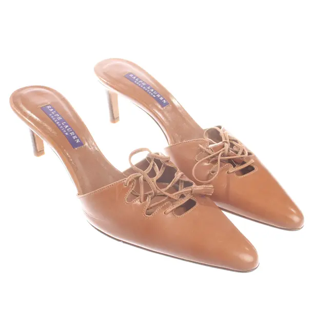 Heeled Mules, in Light Brown, Ralph Lauren Purple Label