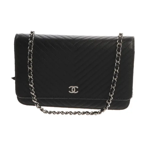 Wallet on Chain, in Black, Leather, Chanel