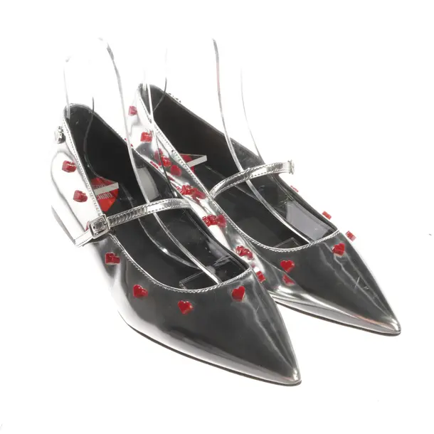 Ballerinas, in Silber, Love Moschino