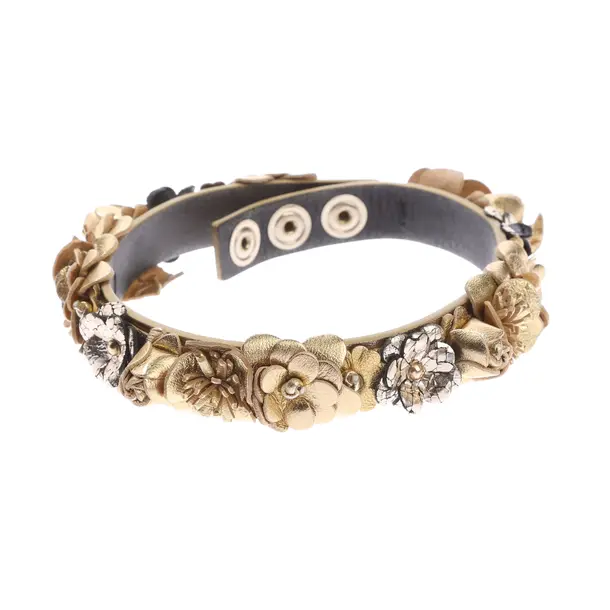 Halskette in Metallic, Leder, Chanel