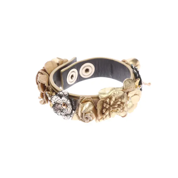 Armband in Metallic, Leder, Chanel