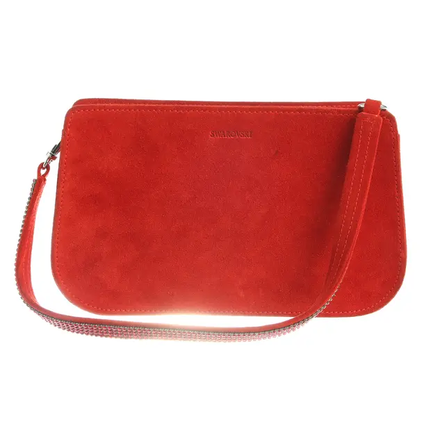 Schultertasche in Rot, Leder, Swarovski
