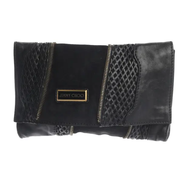 Clutch in Schwarz, Leder, Jimmy Choo