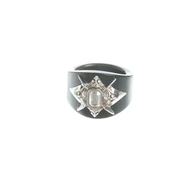 Ring in Schwarz, Sonstige Fasern, Swarovski