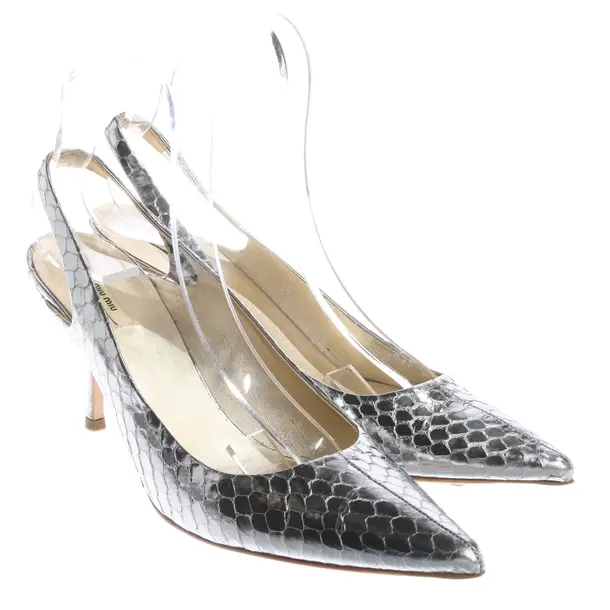 Slingbacks in Metallic, , Miu Miu